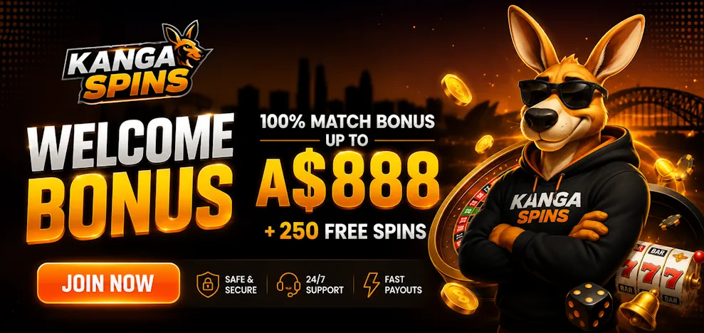 KangaSpins banner welcome